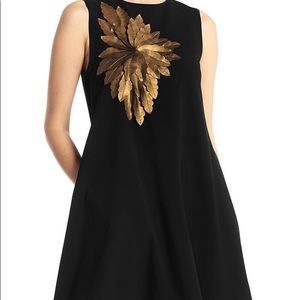 Black Dress with Gold Flower ..